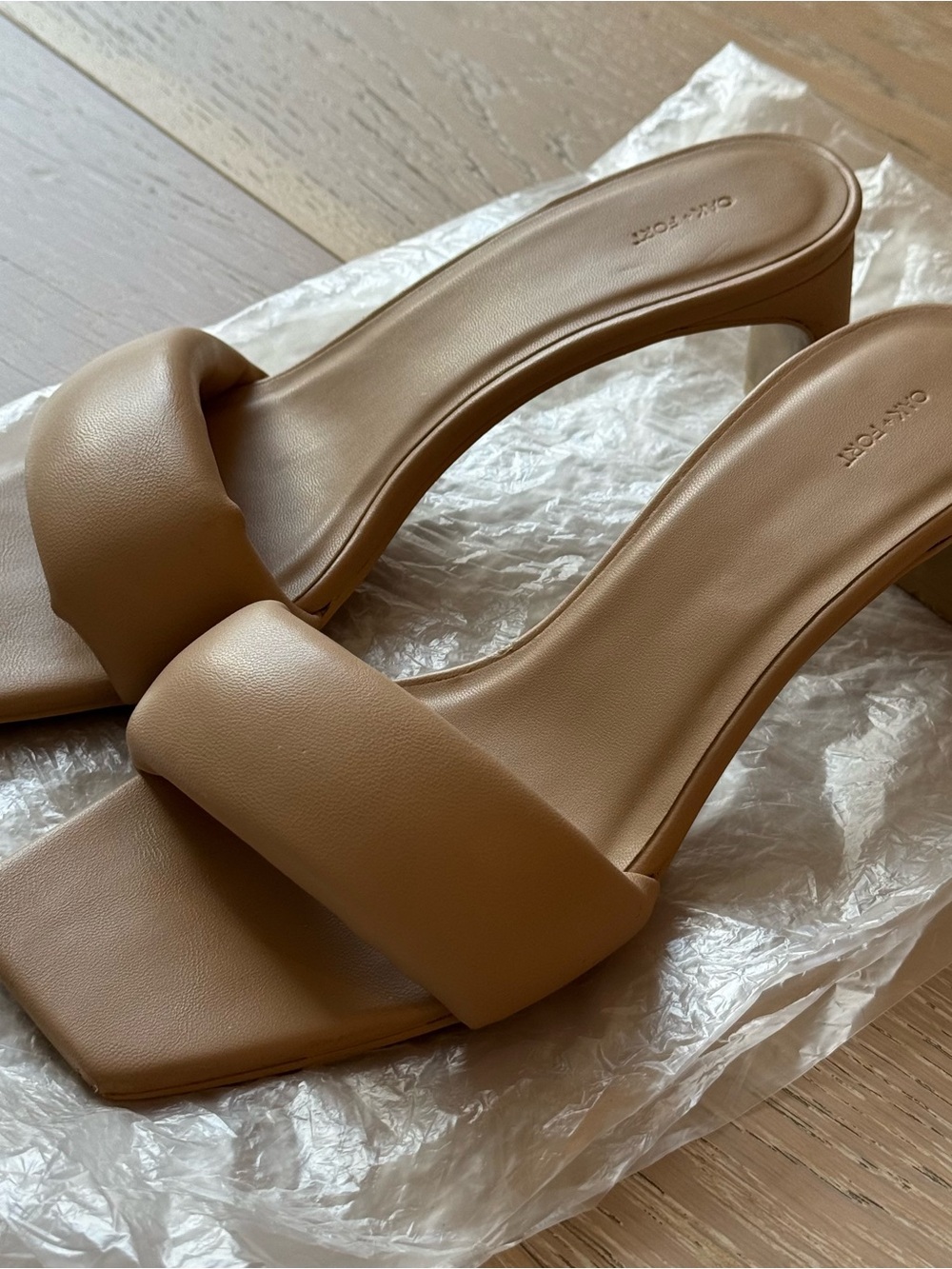 OAK + FORT Cognac Padded Slide Mules